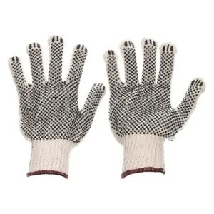 CONDOR 5JK51 Knit Gloves, Size S, Dotted, PVC, Full, Dotted, Cotton, Full Finger, White, 1 Pair | CR2CRX