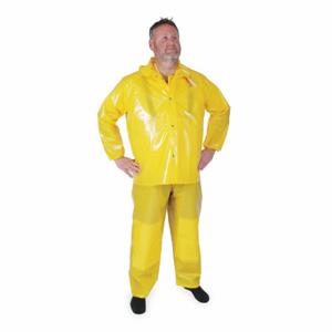 CONDOR 4PCK1 Rain Jacket With Detachable Hood, Rain Jacket, L, Yellow, Snap, Snap-On Hood | CR2DNG