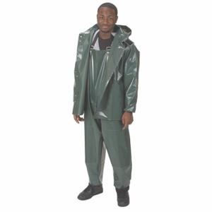 CONDOR 4PCN1 Rain Jacket With Detachable Hood, Rain Jacket, 4Xl, Green, Snap, Snap-On Hood | CR2DND