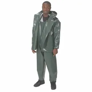 CONDOR 4PCL8 Rain Jacket With Detachable Hood, Rain Jacket, 2Xl, Green, Snap, Snap-On Hood | CR2DNA