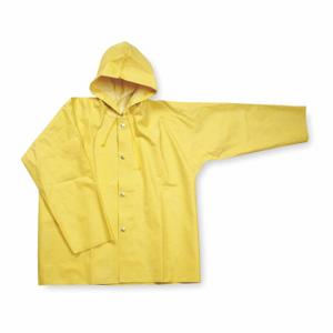 CONDOR 5T211 Rain Jacket With Hood, Rain Jacket, 2Xl, Yellow, Snap, Attached Hood, Sbr, 0 Pockets | CR2DNN