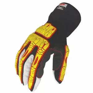 CONDOR 53GM95 Mechanics Gloves, Cotton/Polymer, Black/ Yellow, Uncoated Palm, Black, 1 Pair | CR2DGA