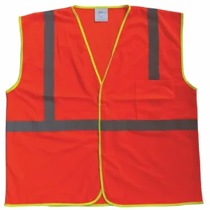 CONDOR 53YK36 Traffic Vest, Hook And Loop Closure, Orange/Red, Polyester Mesh, L/XL | CH3PUL 53YK36