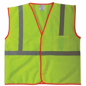 GRAINGER 53YK50 Traffic Vest, Yellow/Green, Silver Stripe, Hook-And-Loop, 4XL/5XL Size | AX3NFF