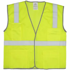 GRAINGER 53YL05 Traffic Vest, Yellow/Green with Silver Stripe, L/XL | CD2HRB