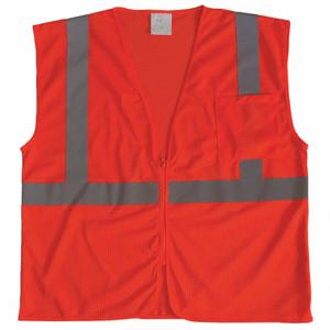 CONDOR 53YL09 High Visibility Vest, ANSI Class 2, U, M, Orange, Mesh Polyester, Zipper, Single | CR2BXP