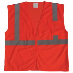 CONDOR 53YL11 High Visibility Vest, ANSI Class 2, U, XL, Orange, Mesh Polyester, Zipper, Single | CR2BYH