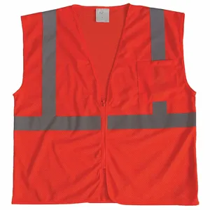 GRAINGER 53YL14 Orange/Red with Silver Stripe Traffic Vest, Zipper Closure, 4XL | CD2HRE