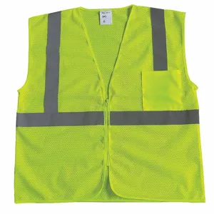 GRAINGER 53YL16 Yellow/Green with Silver Stripe Traffic Vest, Zipper Closure, S | CD2HRF