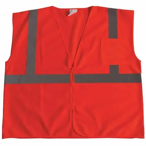 CONDOR 53YL24 High Visibility Vest, ANSI Class 2, U, S, Orange, Solid Polyester, Zipper, Double | CR2BXY