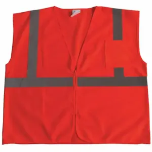 CONDOR 53YL27 High Visibility Vest, ANSI Class 2, U, XL, Orange, Solid Polyester, Zipper, Single | CR2BYK