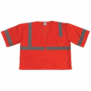 GRAINGER 53YL87 Traffic Vest, Orange/Red With Silver Stripe, Zipper Closure, 5XL | CD3XFW