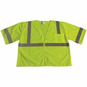 CONDOR 53YL88 High Visibility Vest, ANSI Class 3, U, S, Lime, Mesh Polyester, Zipper, Single | CR2CBJ