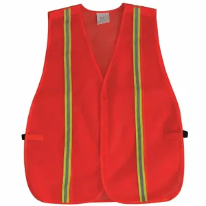 GRAINGER 53YM01 Traffic Vest, Orange/Red With Silver Stripe, Hook-and-Loop Closure | CD3YVK