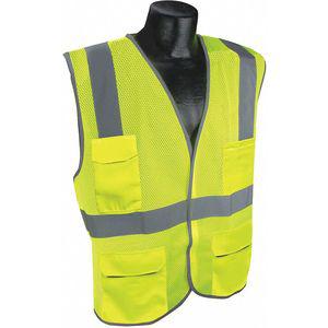 CONDOR 53YM20 Yellow/Green with Silver Stripe Traffic Vest, Hook-and-Loop Closure, S/M | CD2HRW
