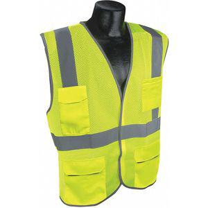 CONDOR 53YN33 Yellow/Green with Silver Stripe Traffic Vest, Hook-and-Loop Closure, S/M | CD2MER