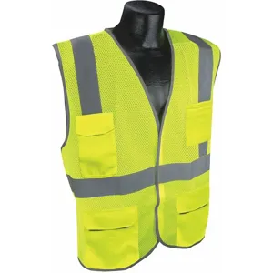 CONDOR 53YM22 Traffic Vest, Yellow/Green with Silver Stripe, 2XL/3XL | CD2FXP