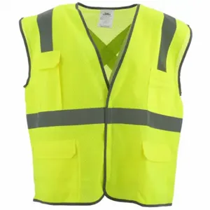 CONDOR 53YM23 High Visibility Vest, ANSI Class 2, X, 4XL/5XL, Lime, Mesh Polyester, Hook-and-Loop | CR2BYZ