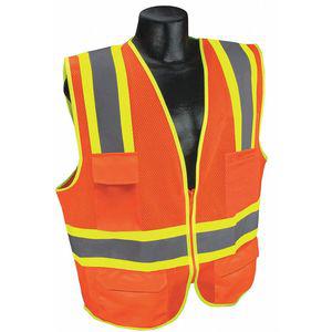 CONDOR 53YM25 Traffic Vest, Orange/Red With Silver Stripe, Zipper Closure, M | CD3VYW