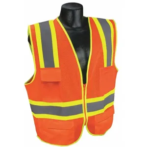 CONDOR 53YM29 Traffic Vest, Orange/Red With Silver Stripe, Zipper Closure, 3XL | CD3VLB