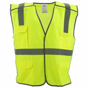 CONDOR 53YN12 High Visibility Vest, ANSI Class 2, U, 4XL/5XL, Lime, Solid Polyester, Hook-and-Loop | CR2BWX