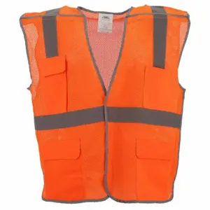 CONDOR 53YN40 High Visibility Vest, ANSI Class 2, U, 4XL/5XL, Orange, Mesh Polyester, Hook-and-Loop | CR2BWZ