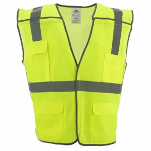 CONDOR 53YN44 High Visibility Vest, ANSI Class 2, U, 4XL/5XL, Lime, Mesh Polyester, Hook-and-Loop | CR2BWU