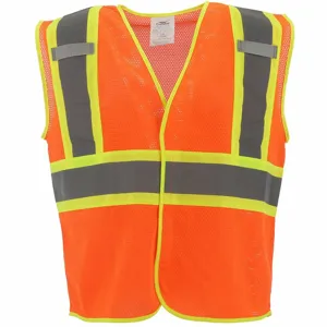 CONDOR 53YN46 Orange/Red with Silver Stripe Traffic Vest, Hook-and-Loop Closure, L/XL | CD2MEU