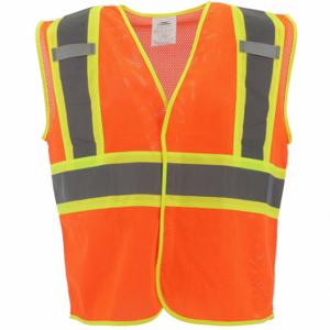 CONDOR 53YN47 High Visibility Vest, ANSI Class 2, U, 2XL/3XL, Orange, Mesh Polyester, Hook-and-Loop | CR2BWD
