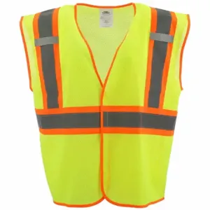 CONDOR 53YN50 High Visibility Vest, ANSI Class 2, U, L/XL, Lime, Mesh Polyester, Hook-and-Loop | CR2CCT