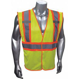 CONDOR 53YN49 Yellow/Green with Silver Stripe Traffic Vest, Hook-and-Loop Closure, S/M | CD2MEV