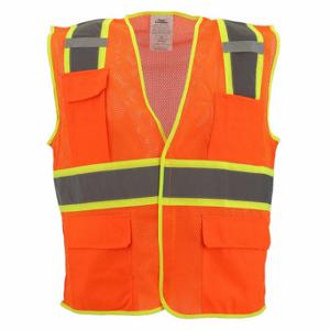 CONDOR 53YN55 High Visibility Vest, ANSI Class 2, U, 2XL/3XL, Orange, Mesh Polyester, Hook-and-Loop | CR2BWE