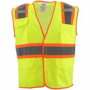 CONDOR 53YN59 High Visibility Vest, ANSI Class 2, U, 2XL/3XL, Lime, Mesh Polyester, Hook-and-Loop | CR2BWA