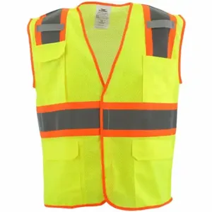 CONDOR 53YN60 High Visibility Vest, ANSI Class 2, U, 4XL/5XL, Lime, Mesh Polyester, Hook-and-Loop | CR2BWV