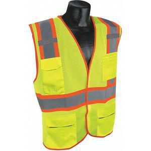 CONDOR 53YN58 Traffic Vest, Yellow/Green with Silver Stripe, L/XL | CD2MEZ