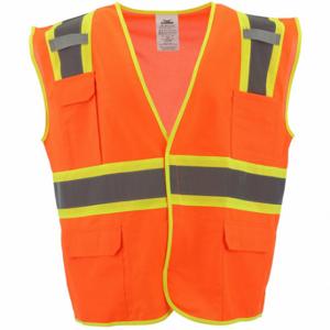 CONDOR 53YN61 High Visibility Vest, ANSI Class 2, U, S/M, Orange, Solid Polyester, Hook-and-Loop, Single | CR2BYG