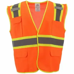 CONDOR 53YN62 High Visibility Vest, ANSI Class 2, U, L/XL, Orange, Solid Polyester, Hook-and-Loop | CR2BXN