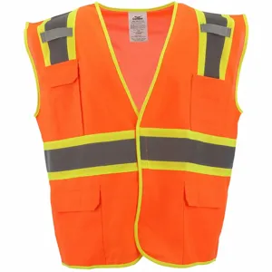 CONDOR 53YN61 High Visibility Vest, ANSI Class 2, U, S/M, Orange, Solid Polyester, Hook-and-Loop, Single | CR2BYG