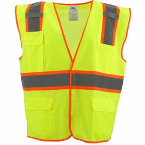 CONDOR 53YN68 High Visibility Vest, ANSI Class 2, U, 4XL/5XL, Lime, Solid Polyester, Hook-and-Loop | CR2BWW