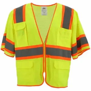 CONDOR 53YN96 High Visibility Vest, ANSI Class 3, U, XL, Lime, Mesh Polyester, Zipper, Contrasting | CR2CBN