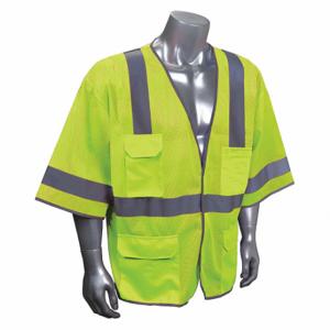 CONDOR 53YP06 High Visibility Vest, ANSI Class 3, U, S/M, Lime, Mesh Polyester, Hook-and-Loop, Single | CR2CBM