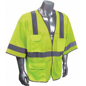 CONDOR 53YP09 Traffic Vest, Yellow/Green with Silver Stripe, 4XL/5XL | CD2HTB