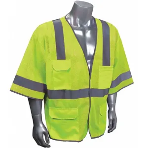 CONDOR 53YP09 Traffic Vest, Yellow/Green with Silver Stripe, 4XL/5XL | CD2HTB