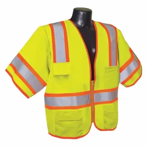 CONDOR 53YP43 Traffic Vest, Zipper Closure, Yellow/Green, Polyester, M | CH3PUQ 53YP43