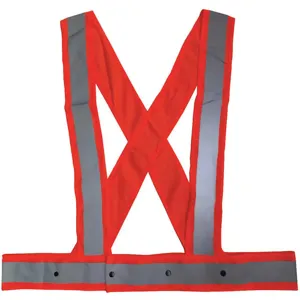 CONDOR 54VH94 Traffic Vest, Orange/Red, Silver Stripe, High-Vis Sash, 3XL Size | AX3NDV