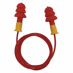 CONDOR 55NL99 Ear Plugs, Flanged, 27 Db Nrr, Gen Purpose, Corded, Reusable, Push-In, Red/Yellow, 100 PK | CR2BGD