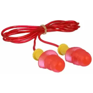 CONDOR 55PD66 Ear Plugs, Flanged, 25 Db Nrr, Gen Purpose, Corded, Reusable, Push-In, Red/Yellow, 50 PK | CR2BGC