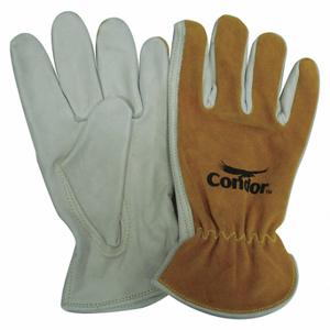 CONDOR 786ET0 Leather Gloves, Size M, Cowhide, Premium, Glove, Full Finger, Shirred Slip-On Cuff, 1 Pair | CR2CWP