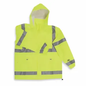 CONDOR 5KE93 Rain Jacket With Hood, 2Xl, Green, Snap/Zipper, 2 Pockets, Jacket Jacket, Attached Hood | CR2BUQ