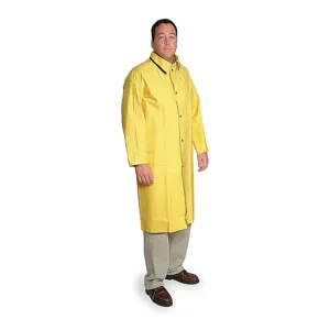 CONDOR 5T263 Rain Coat, Rain Coat, 2Xl, Yellow, Snap, Sbr, 2 Pockets, Shin Length, Knee Length | CR2DMT